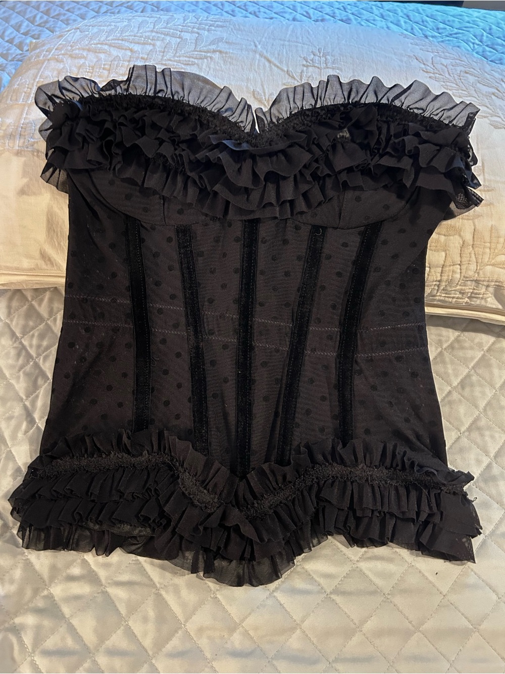 Black Strapless Bustier Top with Seam Detail